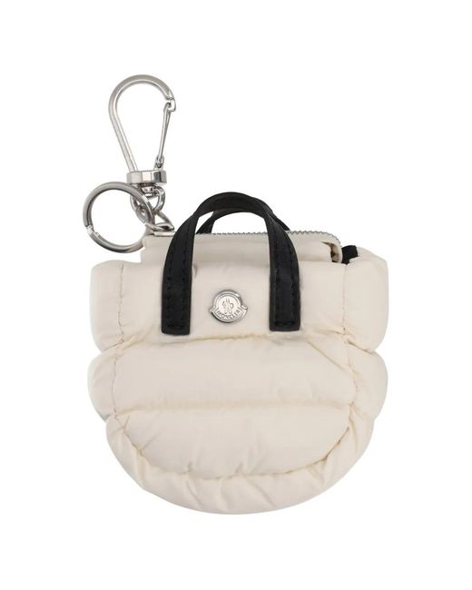 Moncler White Quilted Leather-Trim Keyring