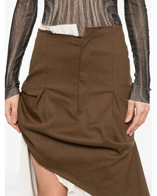 Elena Velez Brown Asymmetric Tailored Mini Skirt