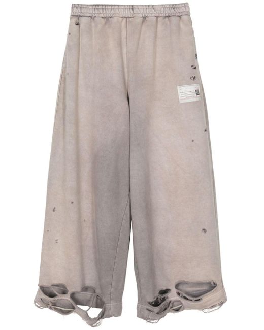 Maison Mihara Yasuhiro Gray Distressed Wide-leg Track Pants