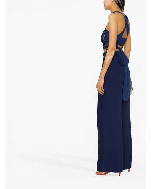 Alberta Ferretti Blue Lace Crop Top