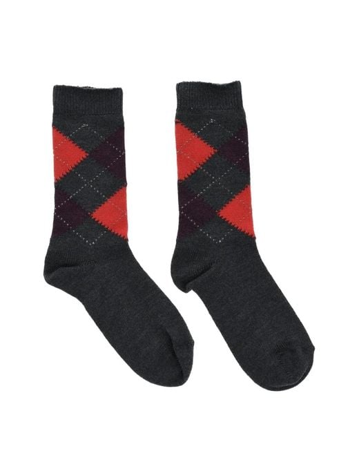 Maria La Rosa White Argyle Wool Socks