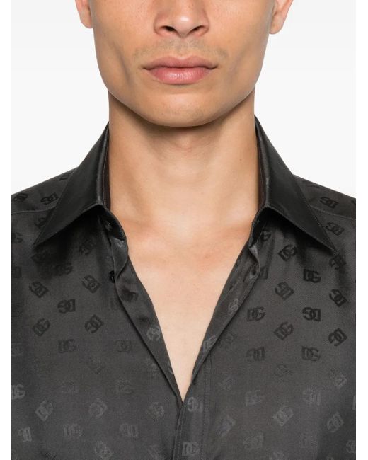 Camicia Con Stampa di Dolce & Gabbana in Gray da Uomo