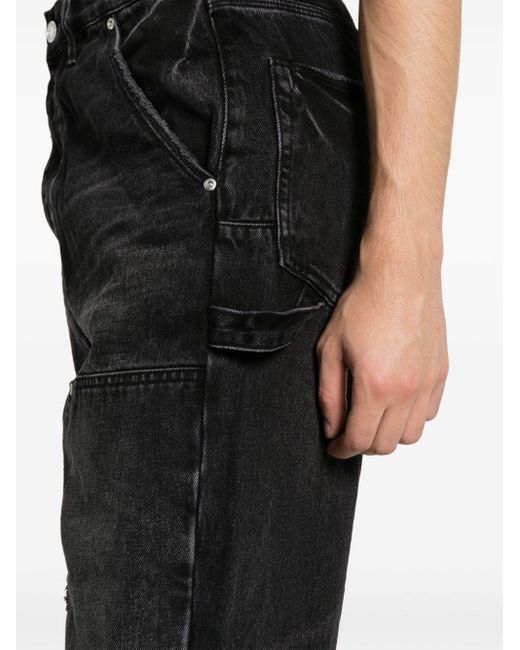 Purple Brand Black Rived-detail Straight-leg Jeans for men