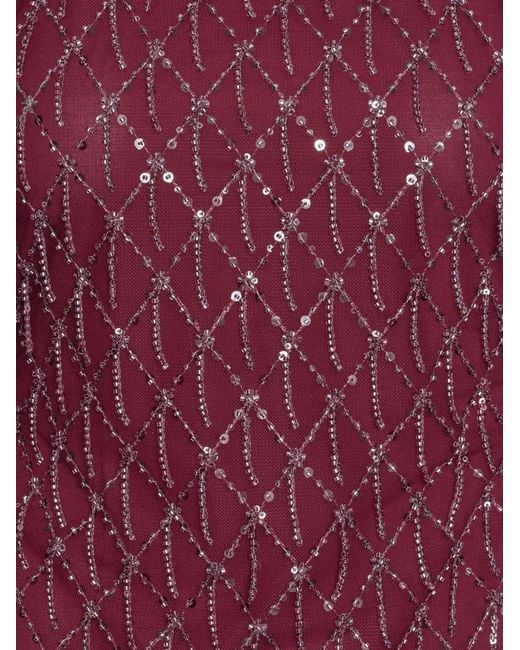 ROTATE BIRGER CHRISTENSEN Purple Sequins Mini Flared Dress