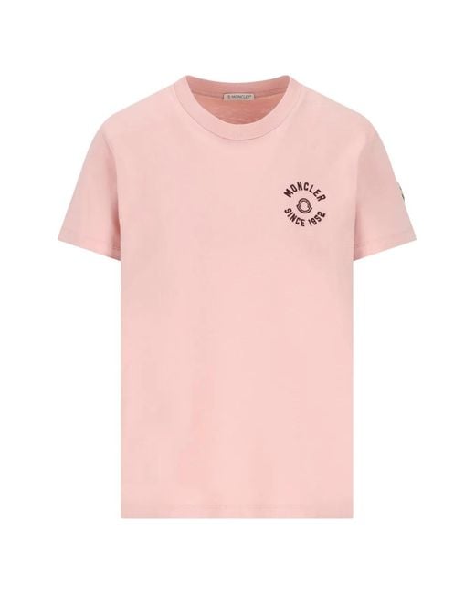 Moncler Pink Logo-Print T-Shirt