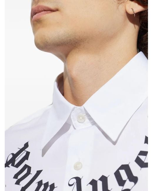 Palm Angels White Logo-Print Shirt for men