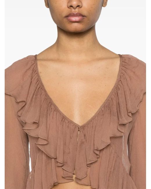 Blusa Con Ruches di Blumarine in Brown