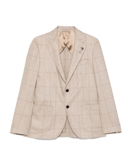 Lardini Natural Checked Two-Button Jacket for men
