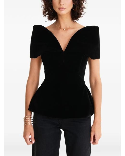 MOOS STUDIO Black V-Neck Peplum Top