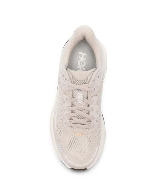 Hoka One One White Logo-Patch Chunky-Sole Sneakers