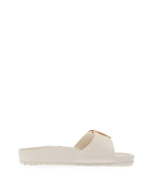 Birkenstock White Madrid Big Buckle Sandals