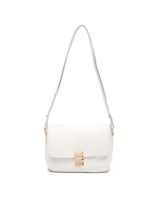 A.P.C. White Grace Soft Leather Shoulder Bag