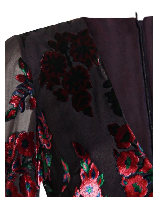 Etro Blue Floral-Velvet Maxi Dress