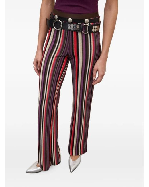 Ottod'Ame Red Striped Glitter-Detail Trousers