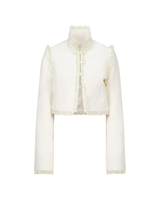 Ludovic de Saint Sernin White Odile Ruffled Cotton Jacket