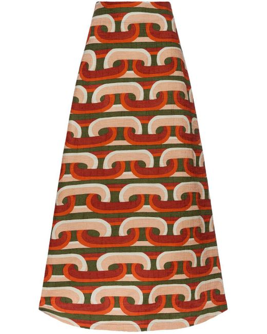 LaDoubleJ Orange Prometheus-print A-line Skirt