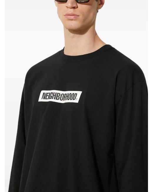 Neighborhood Black Logo-Print Long-Sleeved T-Shirt for men