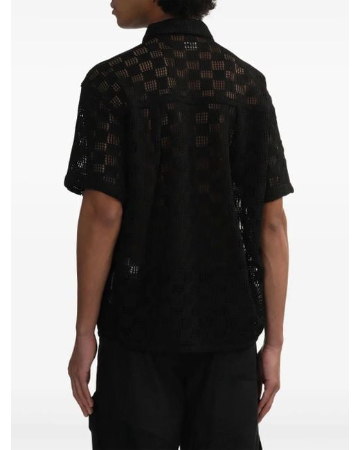 ANDERSSON BELL Black Crochet Shirt for men