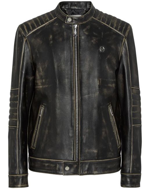 メンズ Philipp Plein ライダースジャケット Black