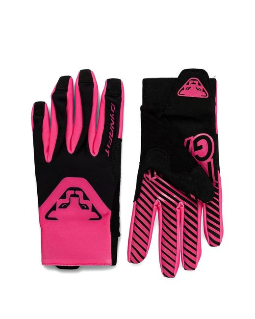 Dynafit Pink Dna Logo-Print Striped-Pattern Gloves