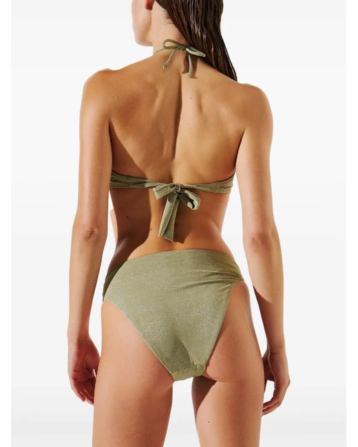 Karl Lagerfeld Green Logo-Ring Bikini Top