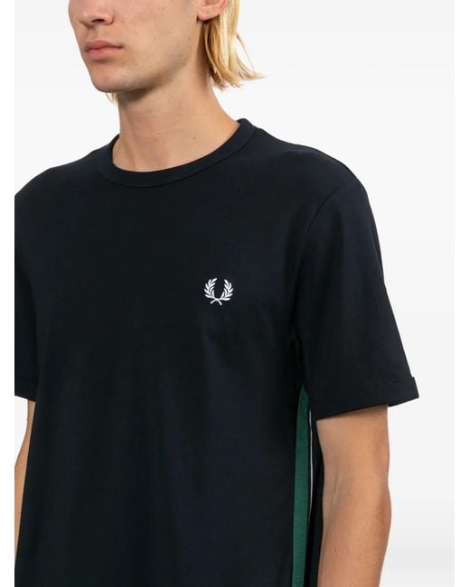 Fred Perry Black Logo-Embroidered T-Shirt for men