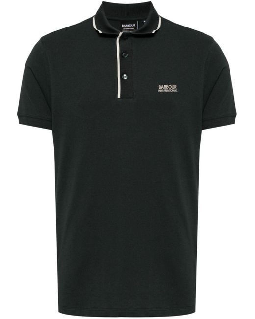 Barbour Black Moor Tipped Cotton-piqué Polo Shirt for men