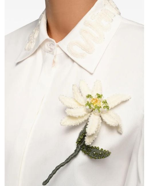 Anouki White Chemise À Applique Fleur