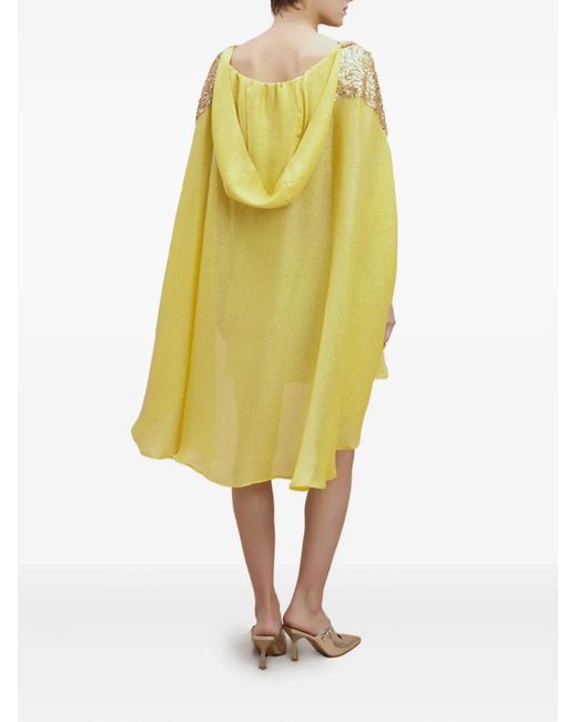 SANA OSMANI Yellow Chloris Hooded Sequin Mini Dress
