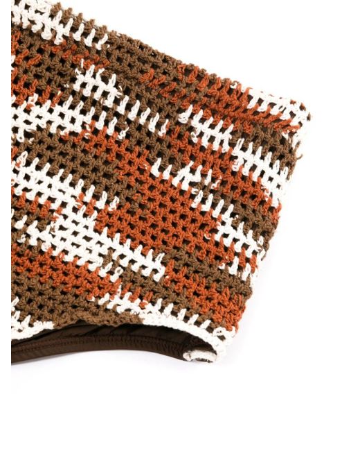 Amir Slama Brown X Mahaslama Abstract-pattern Crochet Swim Shorts for men