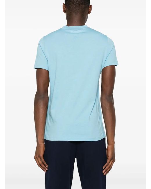 Karl Lagerfeld Blue Logo-Tape Cotton T-Shirt for men