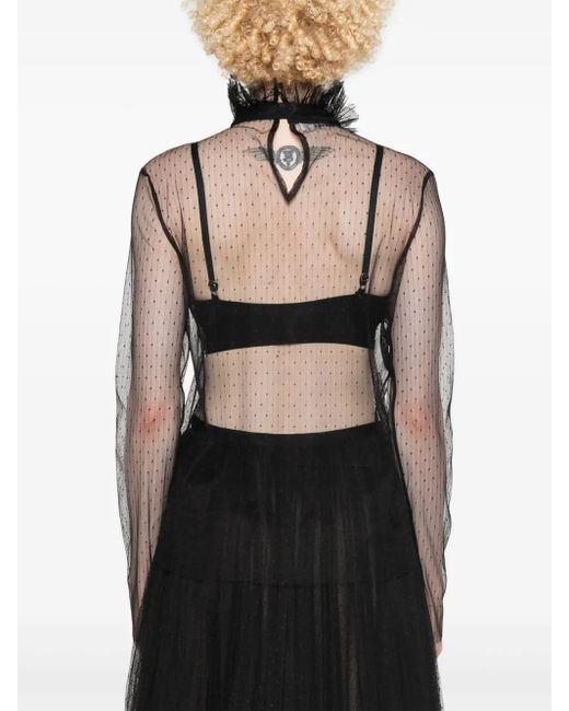 Philosophy Di Lorenzo Serafini Gray Point D'Esprit Tulle Blouse
