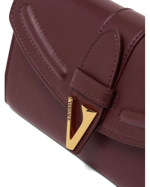 Versace Purple Logo-Detail Leather Clutch