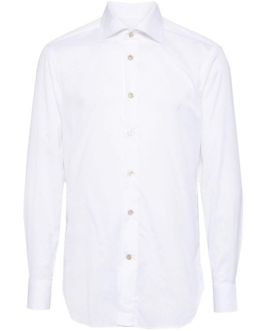 Cotton button-up shirt di Kiton in White da Uomo