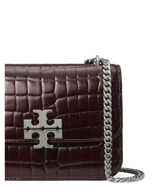 Tory Burch Purple Small Eleanor Croc-Embossed Shoulder Bag