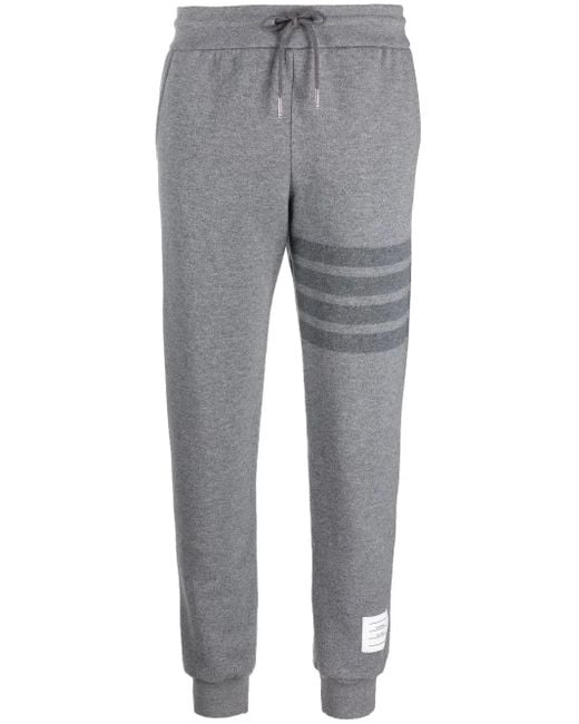 Thom Browne Gray Knitted Side-Stripe Track Pants