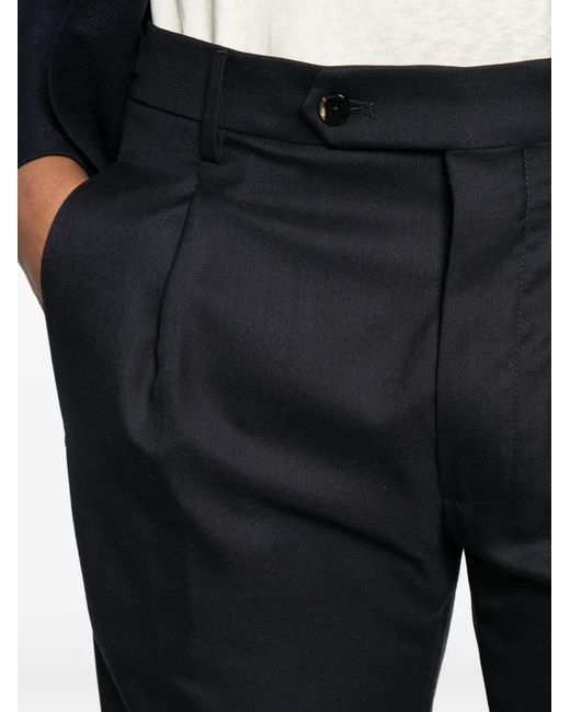 Berwich Black Pleated Tapered Trousers for men