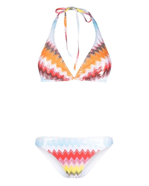 Missoni Orange Zigzag-print Triangle-cup Bikini