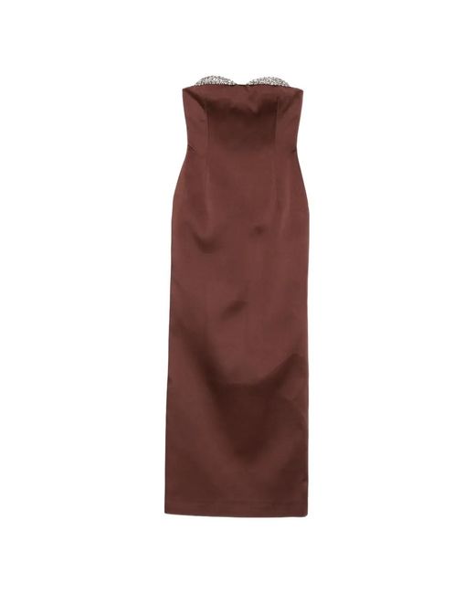 The New Arrivals Ilkyaz Ozel Brown Noélie Crystal-Embellished Strapless Dress