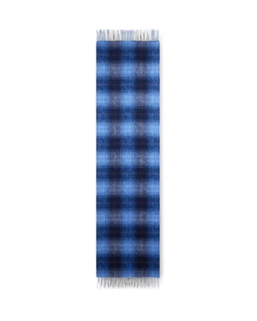Etro Blue Wool And Cashmere Jacquard Scarf With Arnica And Check Motifs for men