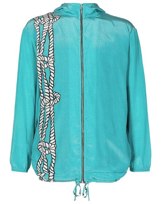 Amir Slama Blue Graphic-Print Silk Jacket for men
