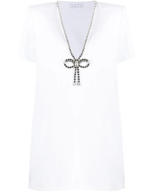 Area White Minikleid Mit Kristallen