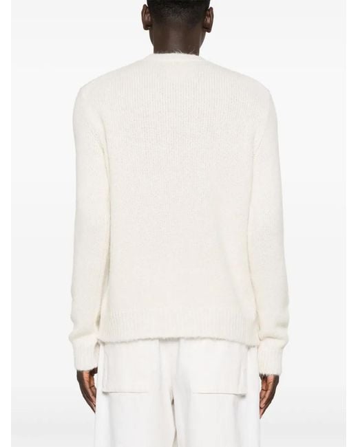 Jil Sander White Brushed Chunky-Knit Jumper for men