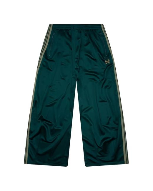 Needles Green Poly Smooth H.D. Side-Stripe Track Pants for men