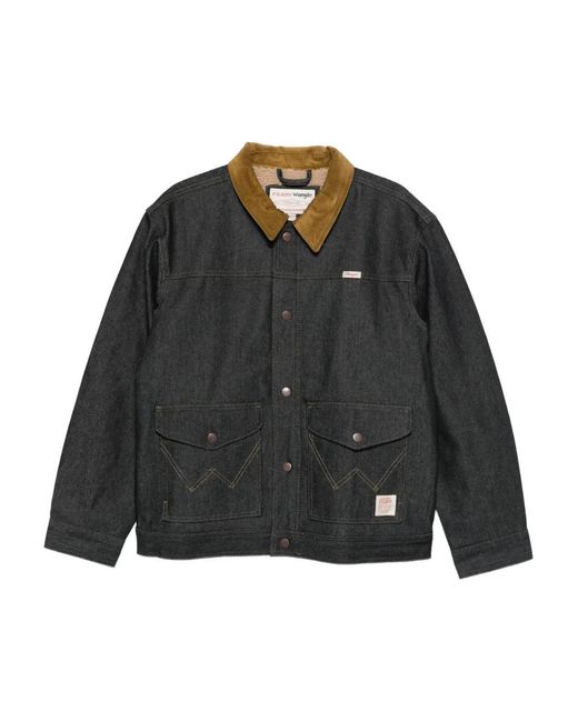 Filson Black X Wrangler Work Corduroy-Collar Denim Jacket for men