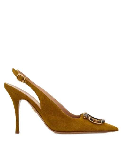 Ferragamo Metallic 95Mm Gancini Slingback Pumps