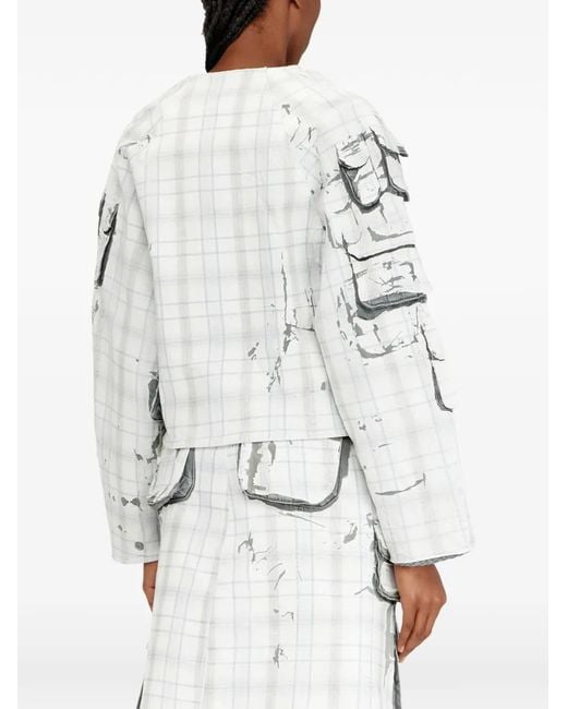 DIESEL White Denim Cardi Jacket With Peel-Off Effect