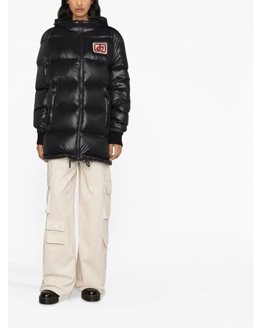 DSquared² Black Logo-patch Padded Coat