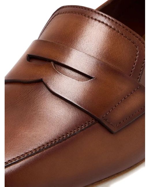 Magnanni Shoes Brown Pointed-Toe Penny Loafers