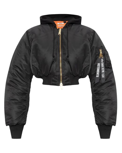 Vetements Black Cropped Bomber Jacket